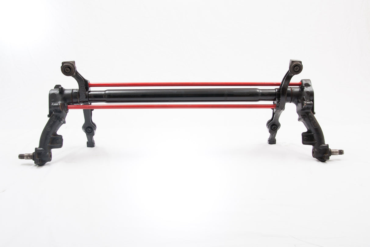 (INTERCAMBIO) Puente trasero completo reconstruido de Citroën Saxo, para frenos de tambor sin ABS (4 tornillos)